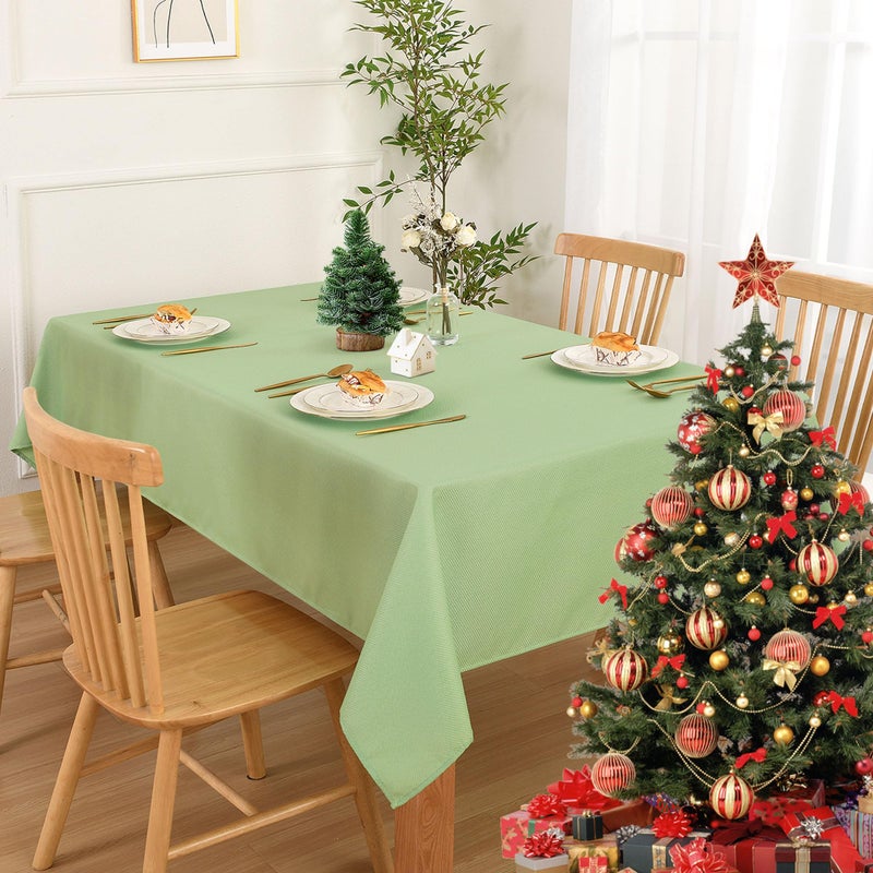 DWCN Rectangle Textured Tablecloth Waterproof Antiwrinkle SpillProof Jacquard Table Cloth, Decorative Fabric Table Cover for Kitchen, Dining, Wedding, Parties, Outdoor Picnic, 60x120, Light Sage Green - Image 2