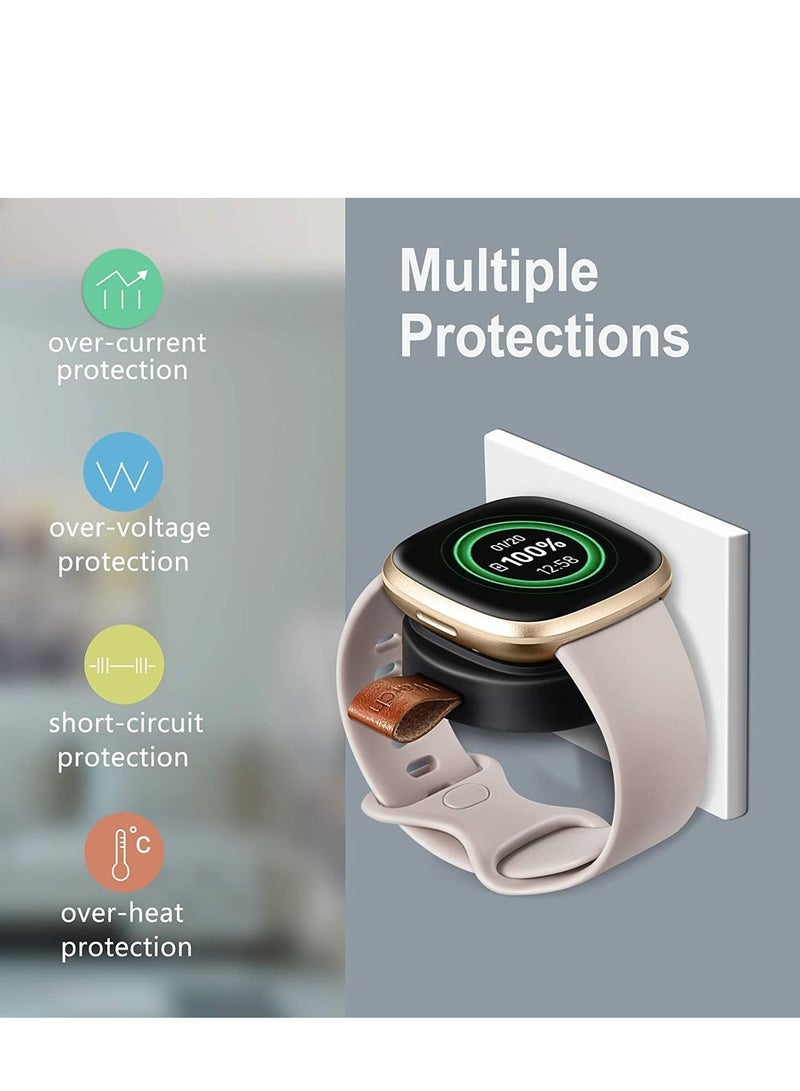 SYOSI Watch Charger Compatible with Fitbit Versa 3, Portable Magnetic USB Wireless Fast Charging, Travel Cordless Car with Versa 3 Smartwatch, Black - Image 4