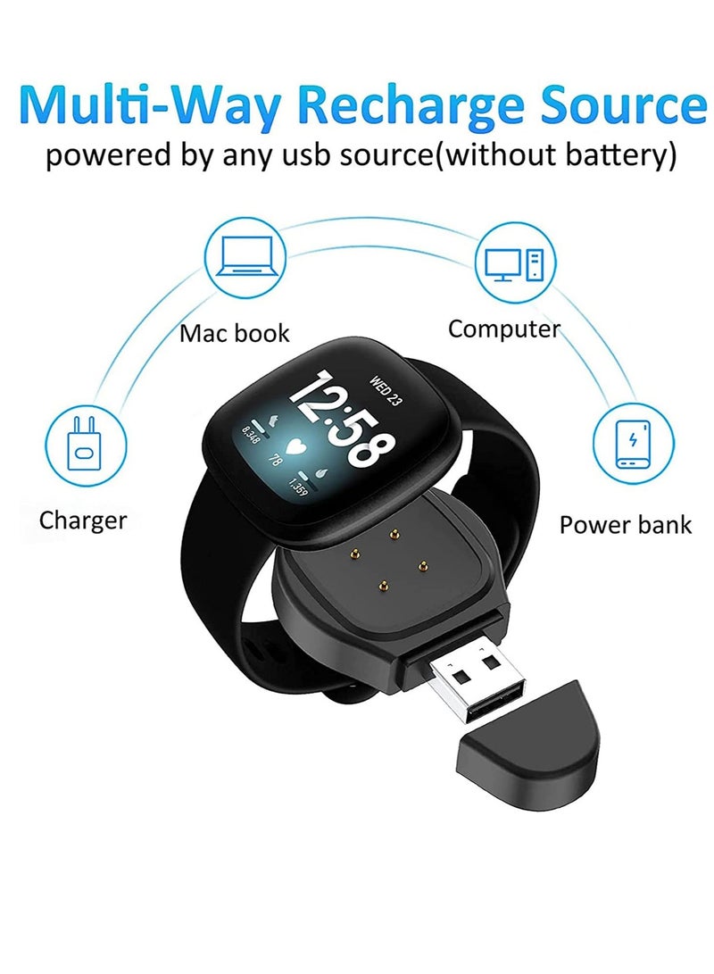 SYOSI Watch Charger Compatible with Fitbit Versa 3, Portable Magnetic USB Wireless Fast Charging, Travel Cordless Car with Versa 3 Smartwatch, Black - Image 3