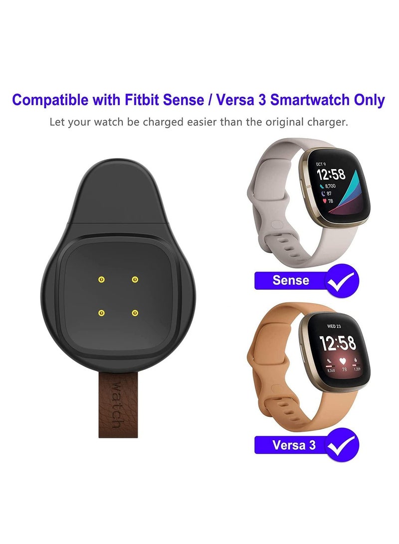 SYOSI Watch Charger Compatible with Fitbit Versa 3, Portable Magnetic USB Wireless Fast Charging, Travel Cordless Car with Versa 3 Smartwatch, Black - Image 2