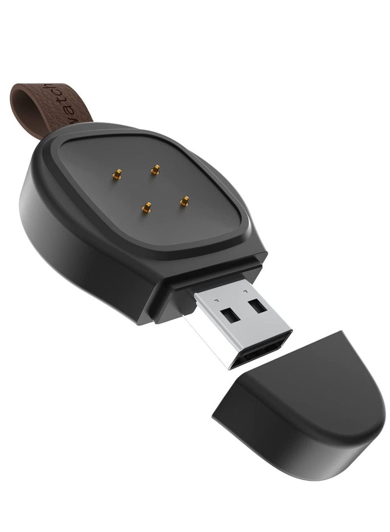 SYOSI Watch Charger Compatible with Fitbit Versa 3, Portable Magnetic USB Wireless Fast Charging, Travel Cordless Car with Versa 3 Smartwatch, Black - Image 1