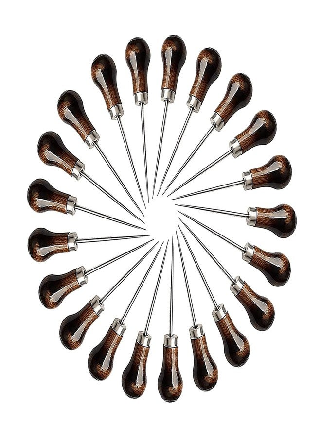 VIUJUH 2 Pack Awl,Gourd Shape Awl Tailors Awl Wood Handle Scratch Awl Sewing Awl Tool for Leather (2 Pack) - Image 3