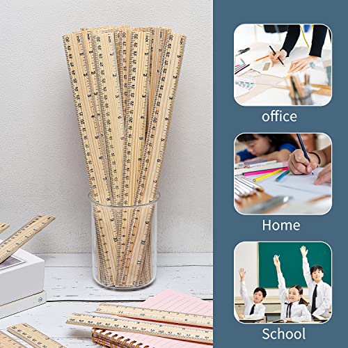 SZLFSX 10 Pack Wooden Ruler 12 Inch Rulers Bulk Wood Measuring Ruler Office Ruler 2 Scale - Image 3
