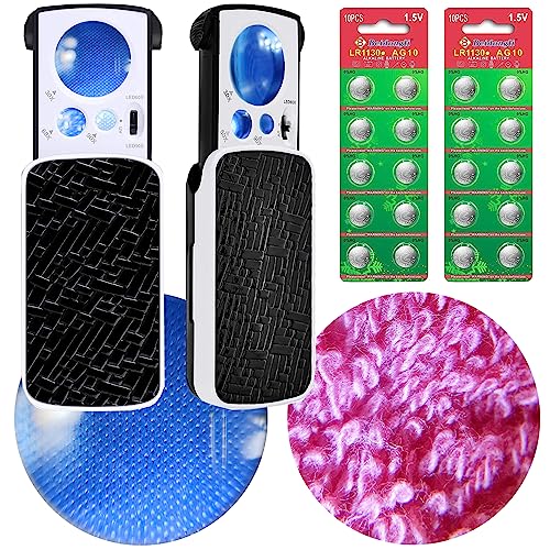 HMKIS Jewelers Loupe 2 Pack Magnifying Glass with Light 30X 60X 90X Jewelers Loop Magnification with 20 Backup Batteries for Coin Diamonds Gems Jewelry Stamps Close Work