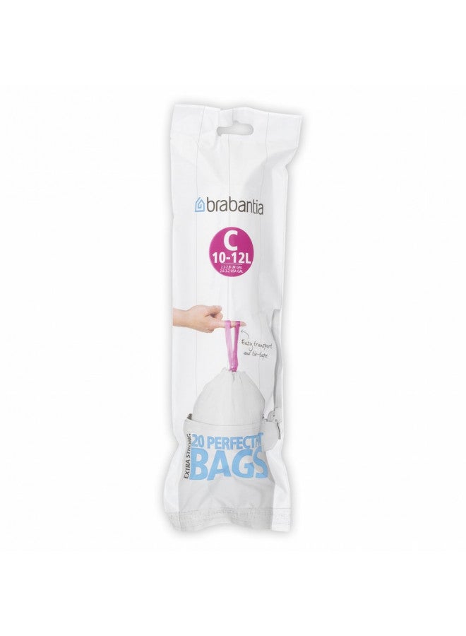 Brabantia PerfectFit Trash Bags (Size C / 2.6-3.2 Gallon) High Quality Thick Plastic Trash Can Liners with Tie Tape Drawstring Handles (20 Bags) - Image 2