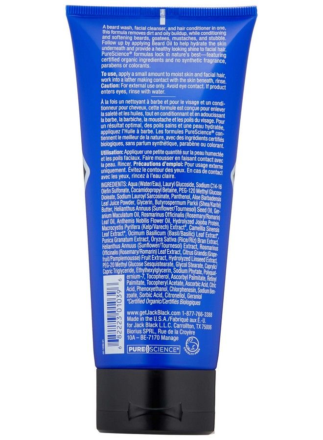 Jack Black Beard Wash 6 Fl Oz Purescience Formula Aloe & Panthenol Multifunctional Beard Treatment Softens Facial Hair Removes Oil And Dirt Conditions Facial Hair And Skin - Image 3