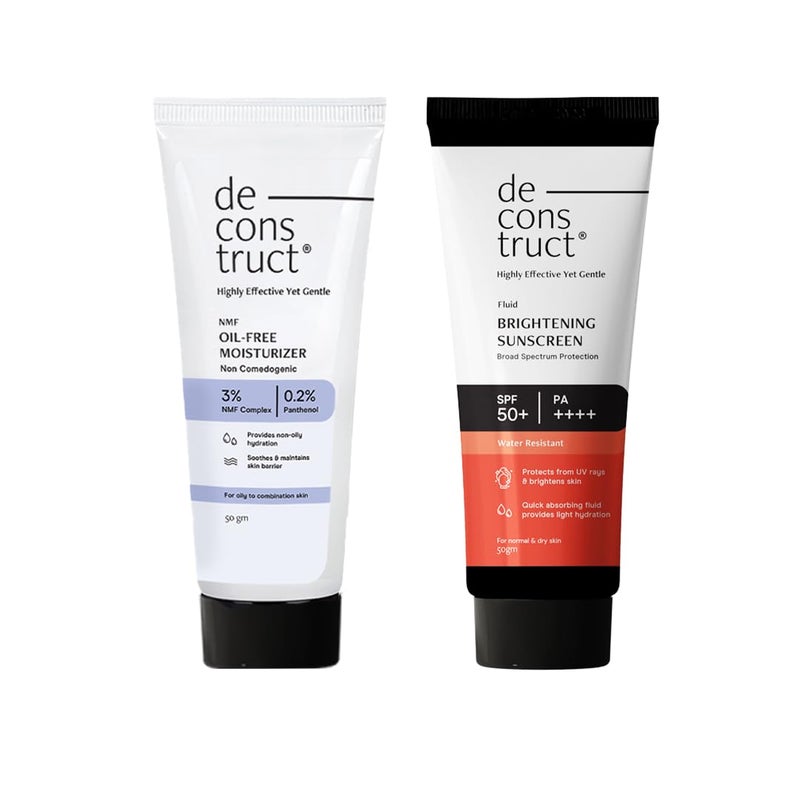Deconstruct Hydration  Brightening Combo OilFree Moisturizer  Brightening Sunscreen Spf 50Get Glowing Skin With Sun ProtectionNo White Cast  LightweightPack Of 2Dry - Image 1