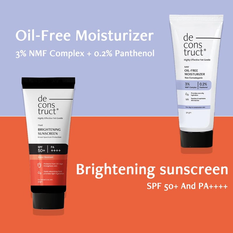 Deconstruct Hydration  Brightening Combo OilFree Moisturizer  Brightening Sunscreen Spf 50Get Glowing Skin With Sun ProtectionNo White Cast  LightweightPack Of 2Dry - Image 2