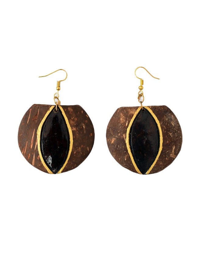N & H Eco-friendly Handmade Jewellery Coconut Wooden Earrings Lightweight Hoopwire Earrings Bohemian Pendant Dangle Earrings Set  - Image 1