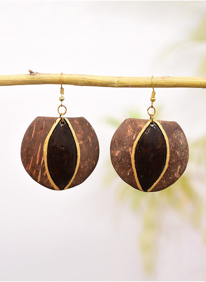 N & H Eco-friendly Handmade Jewellery Coconut Wooden Earrings Lightweight Hoopwire Earrings Bohemian Pendant Dangle Earrings Set  - Image 2