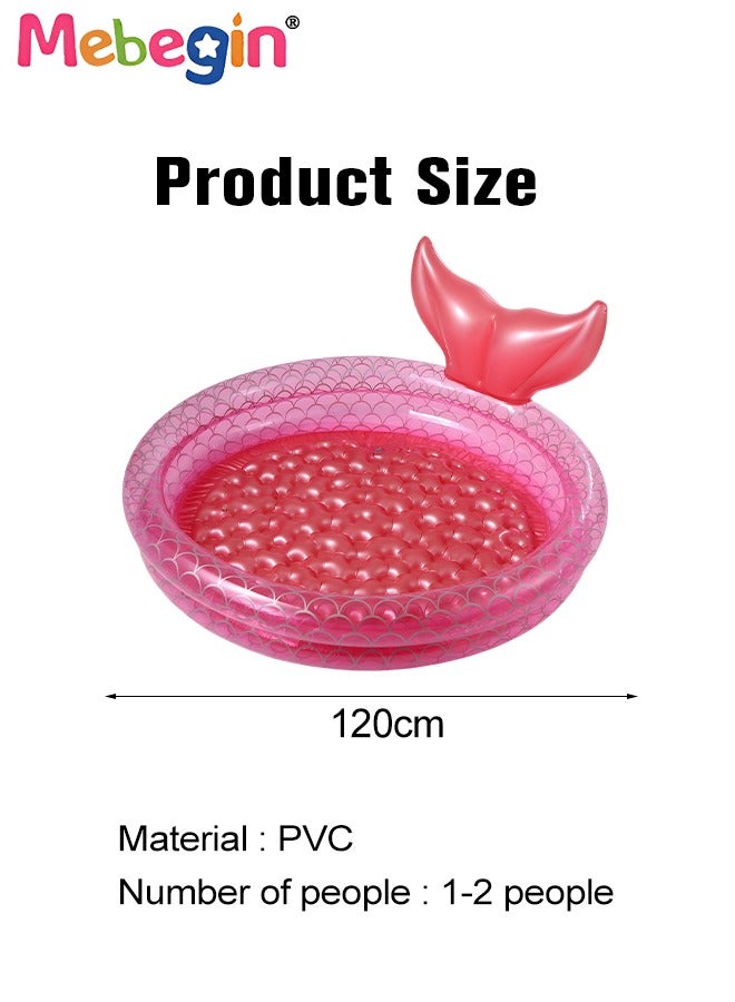MEBEGIN Kids Inflatable Mermaid Paddling Pool, Safe Inflatable Swimming Pool with Enchanting Mermaid Tail Design, 120cm Diameter, Crafted with High-quality Materials, Suitable for Outdoor, Garden, Backyard and Summer Water Party - Image 4
