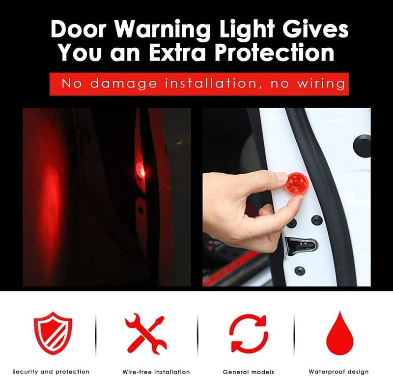 SARTE SA09DL9 Universal Wireless Car Door Open Light, Doors Warning 5 Led Lights Indicator for All Cars (4 PCS) - Image 3