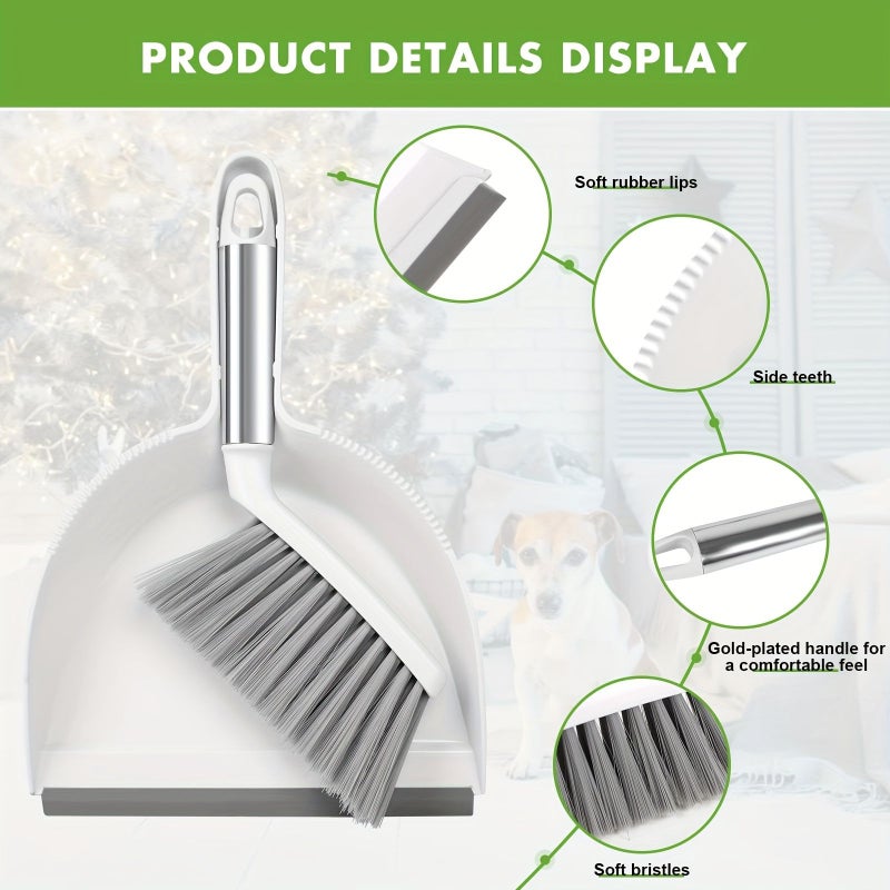 2 Piece Hand Broom and Dustpan Set for Home Kitchen Desktop Pet - Image 4