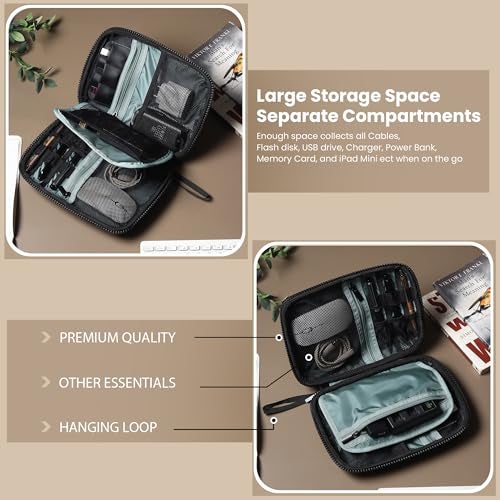 GadgetBite EVA Water-Resistant Travel Electronic Organizer Bag for Charger, USB, Hard Drive, Phone, Cables, SD Cards, and More, Compact Portable Storage Carrying Case for Electronics Accessories - Image 3