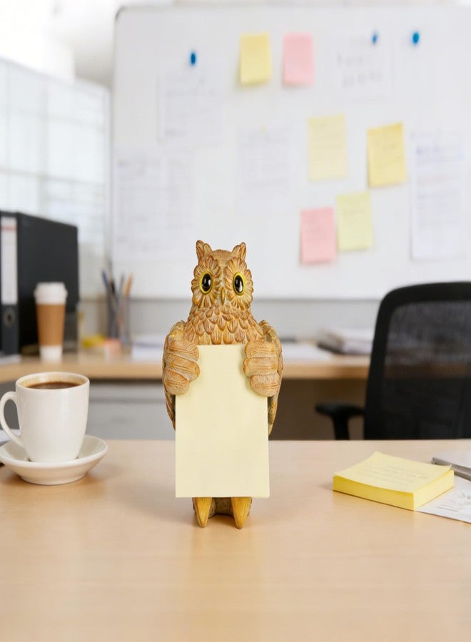 HORTIX Owl Pop-up Sticky Note Dispenser, Includes 1 Pad of 3x3 in Super Sticky Notes, 100 Sheets, Resin Cute Handmade Light Yellow Desk Holder for Office & Home - Image 2