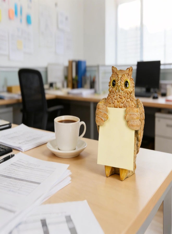 HORTIX Owl Pop-up Sticky Note Dispenser, Includes 1 Pad of 3x3 in Super Sticky Notes, 100 Sheets, Resin Cute Handmade Light Yellow Desk Holder for Office & Home - Image 3