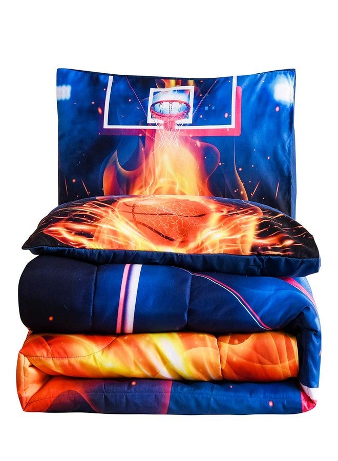 Btargot Basketball Fire Court Comforter Sets Full for Boys Teens, Ball Sports Games Print, Basketball Hoop Bedding Home Decor - Image 2