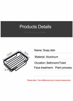 KASTWAVE Soap Holder Adhesive Soap Dish Sponge Holder for Bathroom Kitchen Sink No Drilling Wall Mounted Soap Saver Sponge Holder Aluminum Soap Holder (Black)  - Image 3