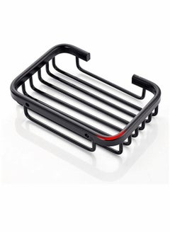KASTWAVE Soap Holder Adhesive Soap Dish Sponge Holder for Bathroom Kitchen Sink No Drilling Wall Mounted Soap Saver Sponge Holder Aluminum Soap Holder (Black)  - Image 1