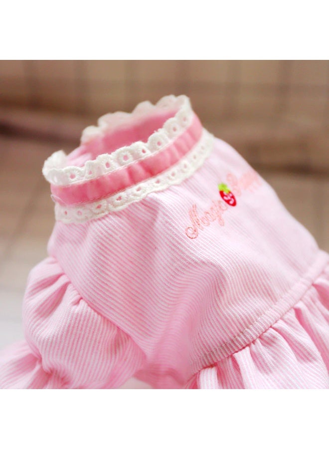 Sweet Cathy Pet Cat Dog Dress Apparel Clothes Pink Embroidered Cute Clothing Costume - Image 4