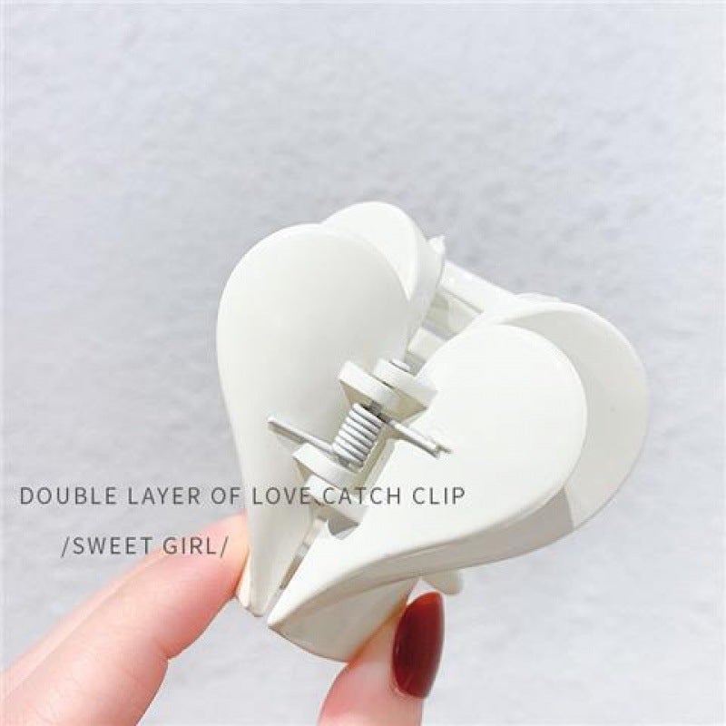 Generic Ouyang Nana with Love clip double heart hair clip back head hair clip hair clip headdress shark clip Solid White 