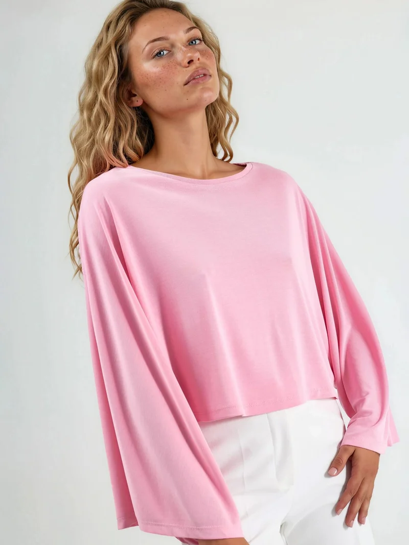 بوسيم BUSEM Loose Fit Boat Neck Blouse with Elastic Detail