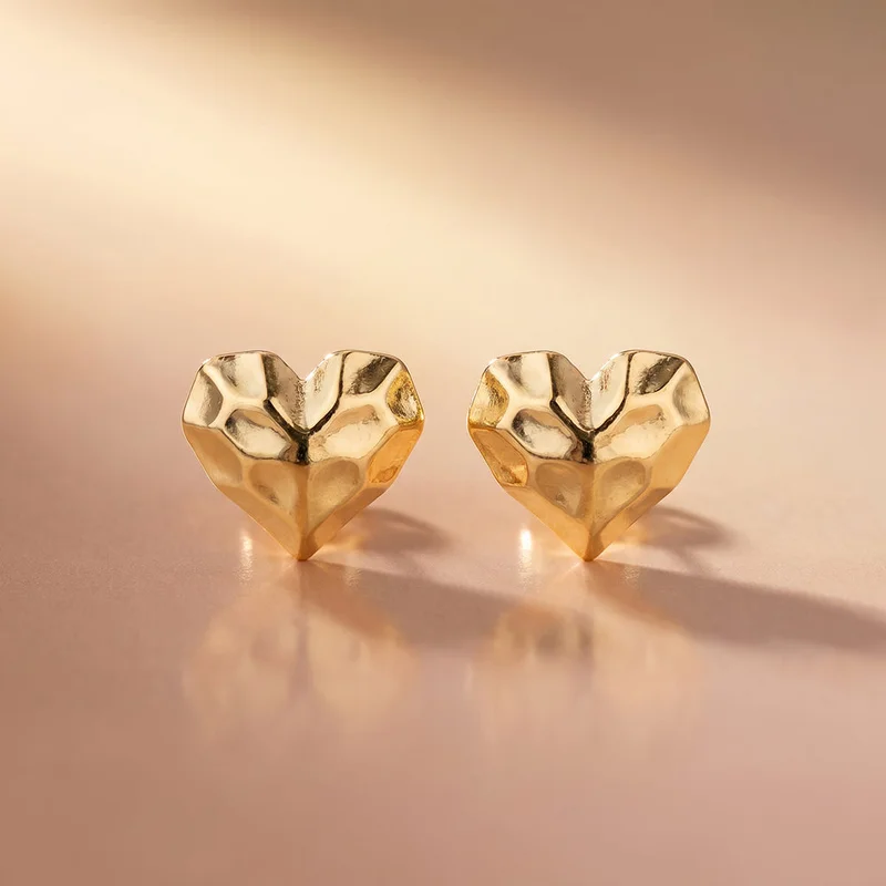 Palmonas PALMONAS Molten Heart Stud Earrings for Women | 18K Gold Plated, Waterproof & Anti-Tarnish