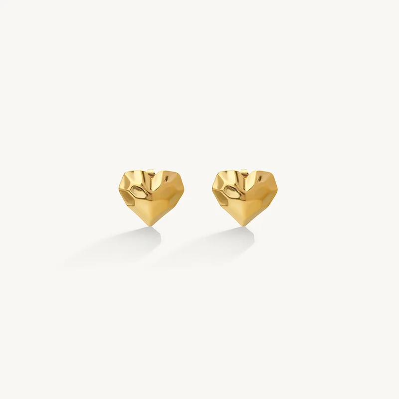 Palmonas PALMONAS Molten Heart Stud Earrings for Women | 18K Gold Plated, Waterproof & Anti-Tarnish