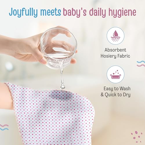 Luv Lap LuvLap Muslin Cotton Cloth Premium Baby Washcloth for New Born, Washable (22 cm x 22 cm), Reusable, Absorbent, Extra Soft Face Towels/Washcloth for Babies, Dots, Hearts Print, Pack of 6, Multicolour - Image 5