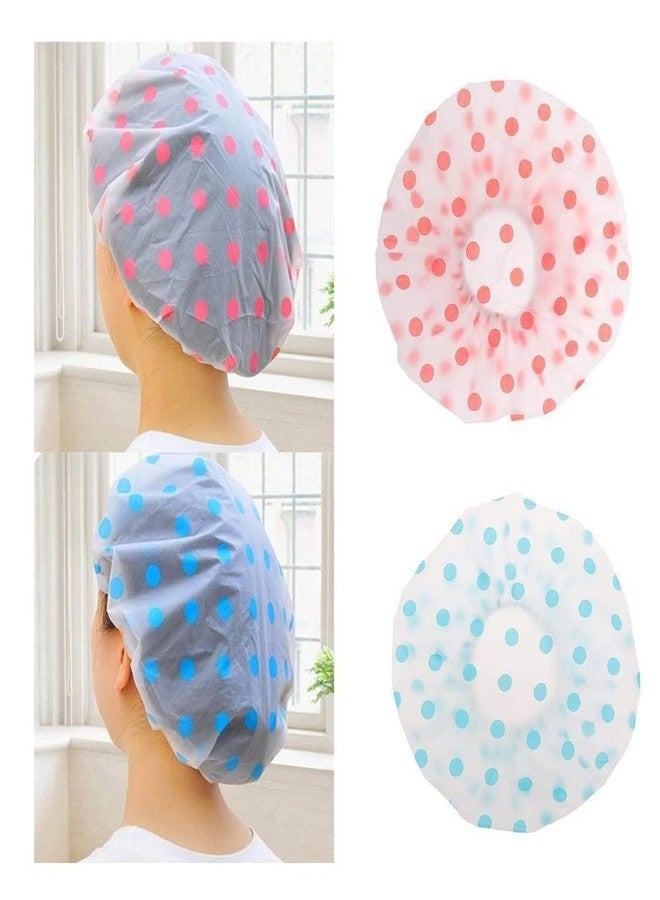 CONNECTWIDE Shower Caps, 6 Pcs Waterproof Bath Caps Abs Reusable Shower Caps Elastic Band Bath Hair Hat Stocking Stuffers for Women Ladies Spa Salon - Image 1