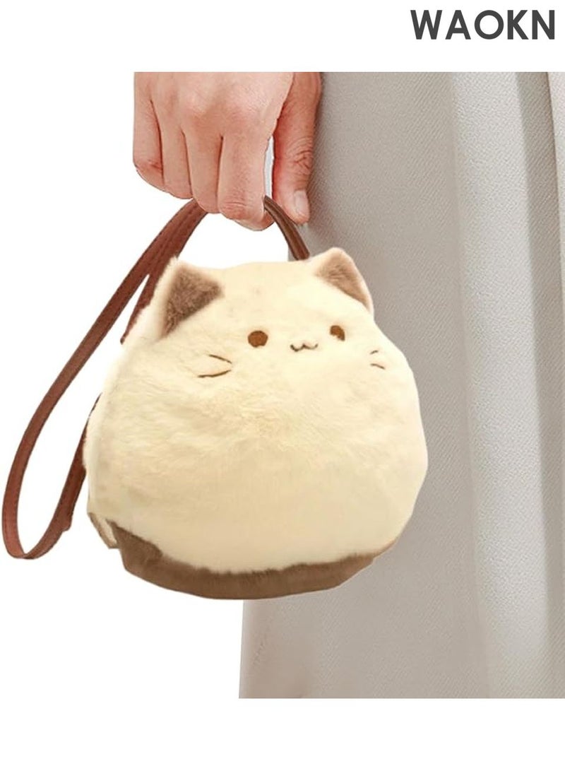 WAOKN Adorable Plush Cat Messenger Bag for Women - Cute Animal Toy Purse with Coin Wallet & Cosmetic Pouch | Multi-Functional Fuzzy Feline Shoulder Bag, Kawaii Cat Lover Gift, Soft Plushie Crossbody Bag for Girls - Image 5