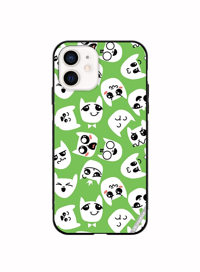 VR CREATIVE Protective Case Cover For Apple iPhone 12 mini Doodle Cat Emoticons Design Multicolour - Image 1