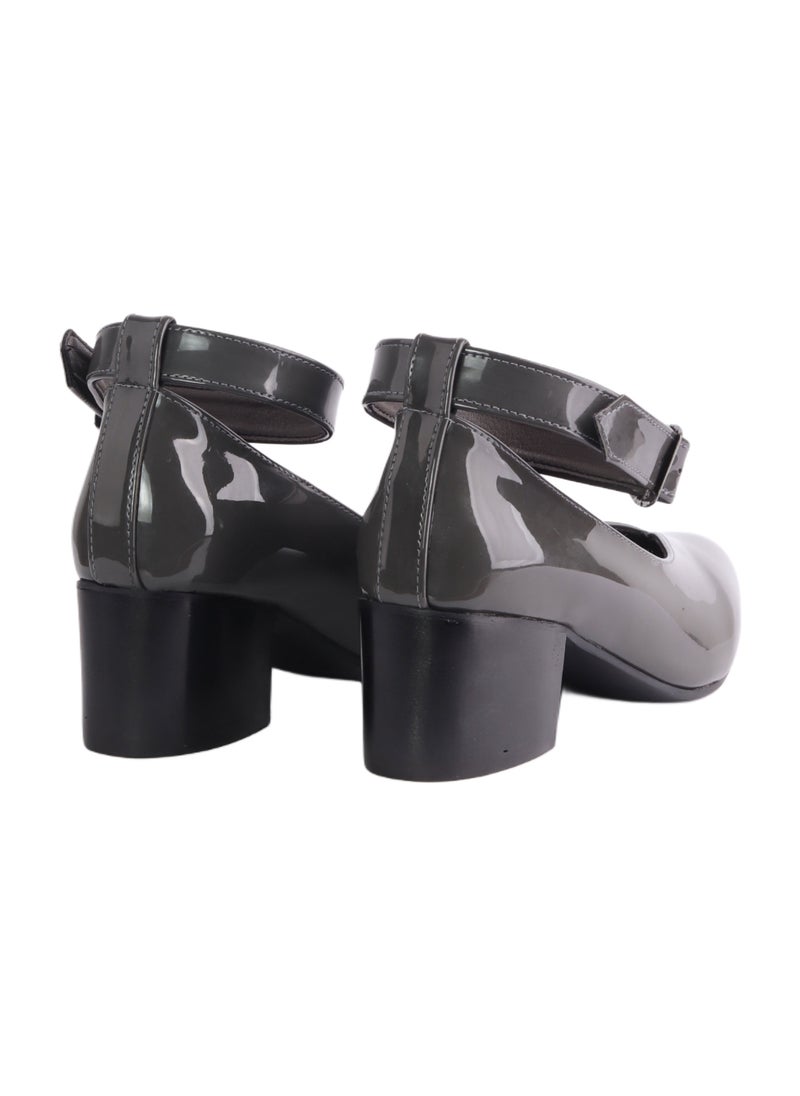 Mr.joe Oval Toe Cap Buckle Closure Mid Heels Pumps For Women  - Image 3