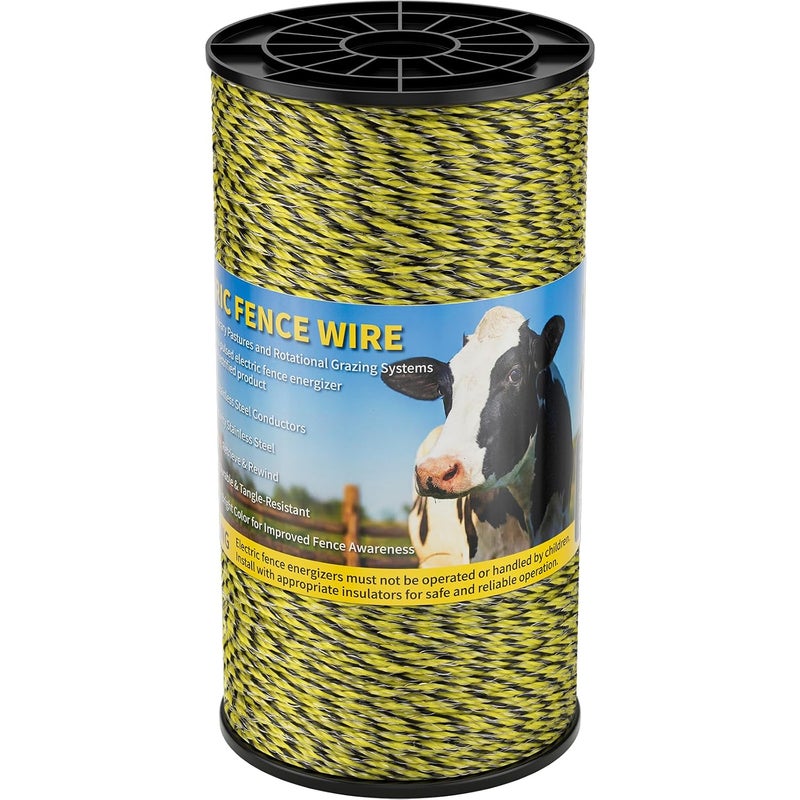 HOKINETY HOKENITY Electric Fence Wire 1650Ft 500M- 9 Stainless Steel Strands Polywire for Reliable Conductivity - Electric Fence Poly Wire for Portable Livestock Fencing - Image 1