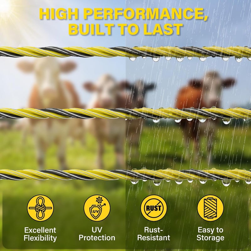 HOKINETY HOKENITY Electric Fence Wire 1650Ft 500M- 9 Stainless Steel Strands Polywire for Reliable Conductivity - Electric Fence Poly Wire for Portable Livestock Fencing - Image 5