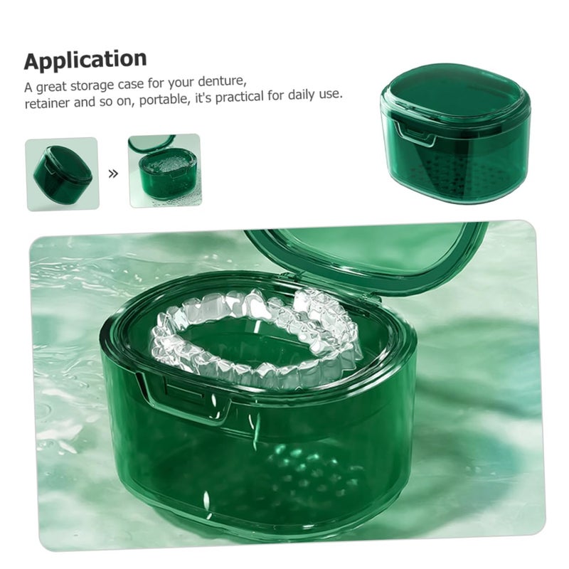 Portable Retainer Case for Invisalign and Dentures Travel Storage Box Blue - Image 4