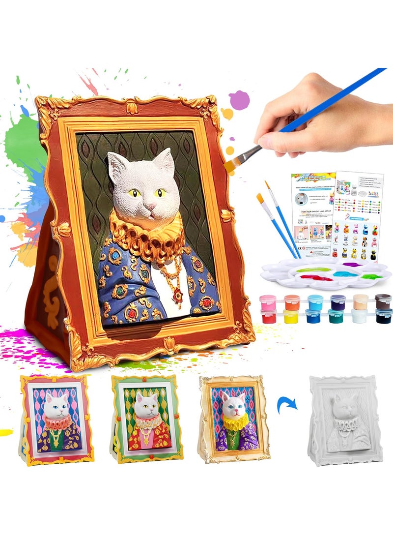LKTOCAFT - Paint Your Cat Photo Frame Lamp Art Craft Kits, Party Favors for Kids DIY Toys Night Light, Art Supplies Painting Kit for Kids Ages 6-12, Boys Girls Birthday Gift - Image 1