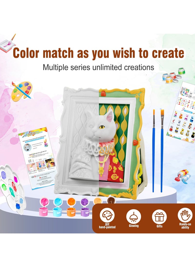 LKTOCAFT - Paint Your Cat Photo Frame Lamp Art Craft Kits, Party Favors for Kids DIY Toys Night Light, Art Supplies Painting Kit for Kids Ages 6-12, Boys Girls Birthday Gift - Image 1