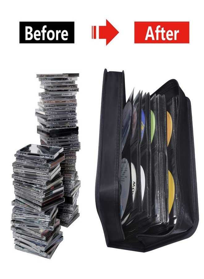 Siveit DVD Case Holder, CD/DVD Case Wallet Binder Holder 160 Capacity CD DVD Cases Organizer Portable CD Binder Wallet for Home Travel (Black binder, Black) - Image 4