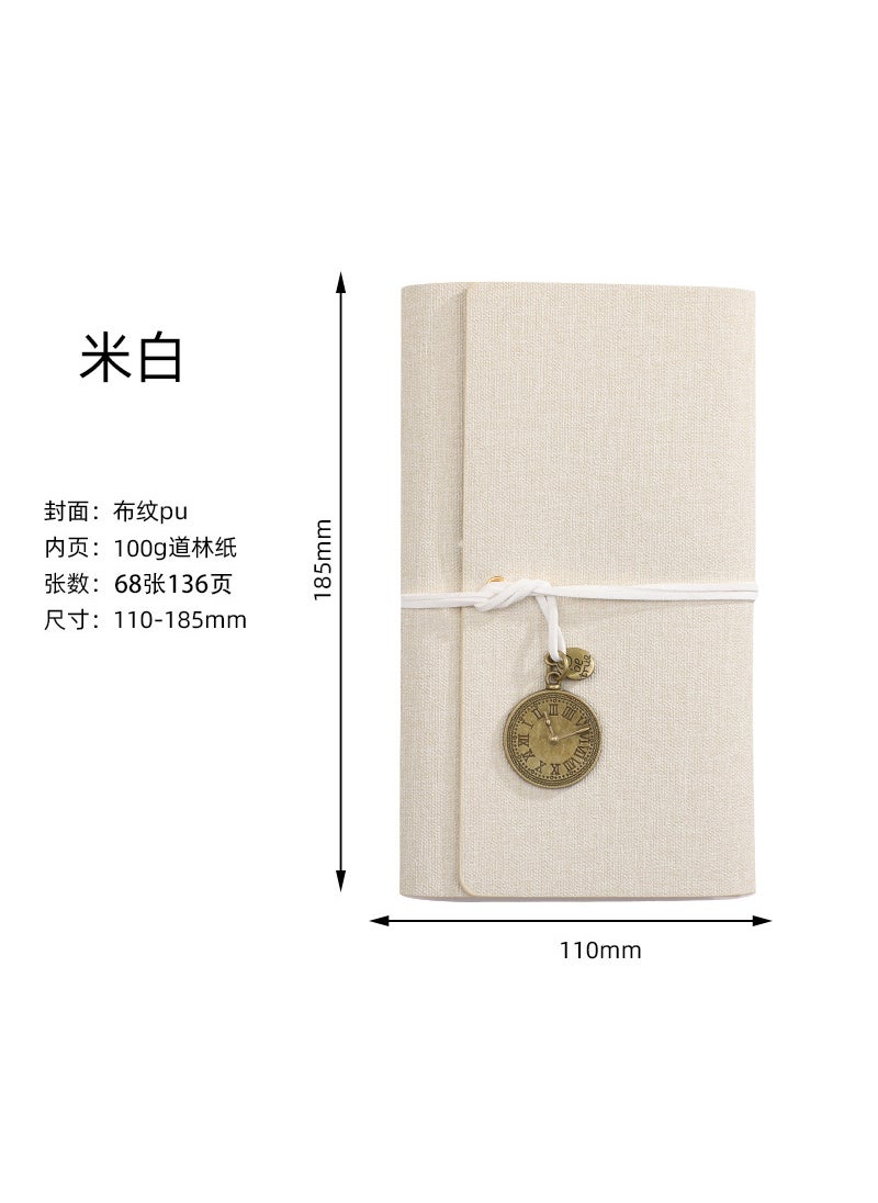 Generic - Vintage A6 Notebook With Creative Binding Stylish Hand Account Book Student Souvenir Bulk Wholesale From China Mainland Rice White - Image 1