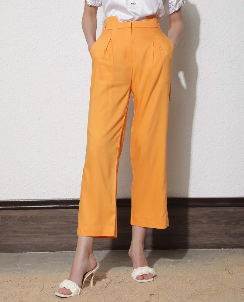 Rareism Women's Stretch High-Waist Wide-Leg Trousers