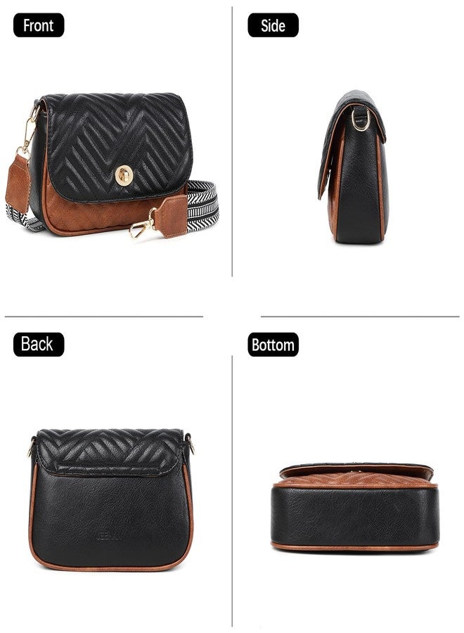 JEEHAN Quilted Crossbody Bags for women Designer Shoulder Handbags Small Purse, Black, Quilted Crossbody Bags for Women - Image 4