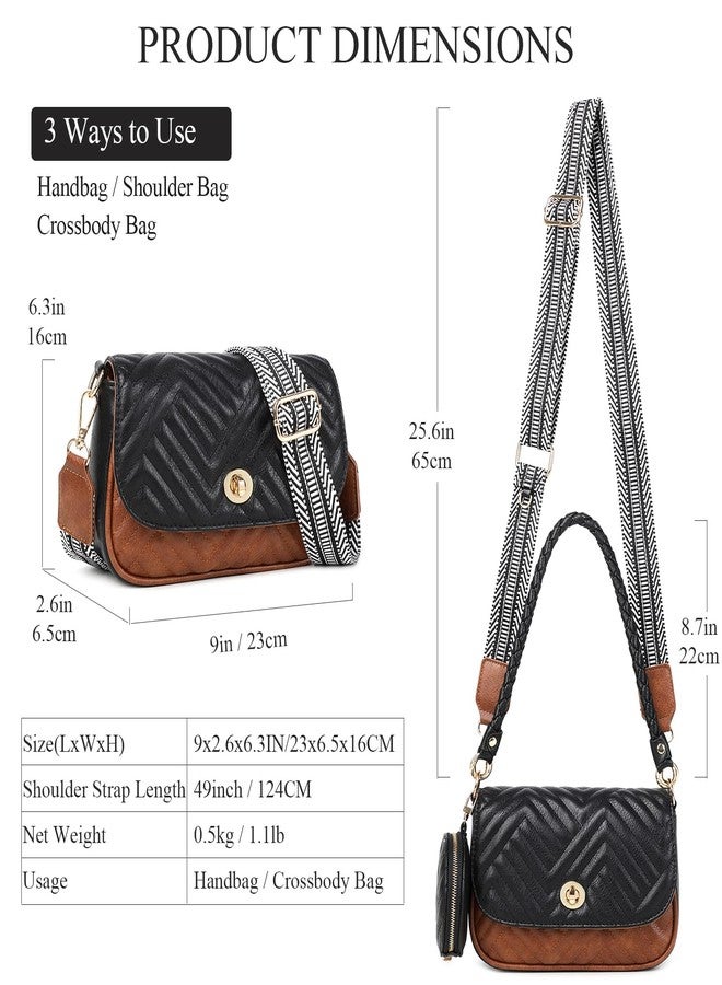 JEEHAN Quilted Crossbody Bags for women Designer Shoulder Handbags Small Purse, Black, Quilted Crossbody Bags for Women - Image 2