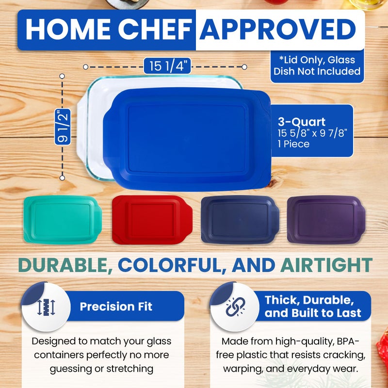MRX Solutions Replacement Lid fits Pyrex 9x13 233 Glass Casserole Baking Dish Container with Tab Handles, for 3-Quart Model 233-PC (Blue) - Image 4