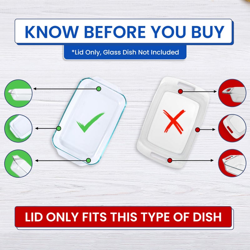 MRX Solutions Replacement Lid fits Pyrex 9x13 233 Glass Casserole Baking Dish Container with Tab Handles, for 3-Quart Model 233-PC (Blue) - Image 2