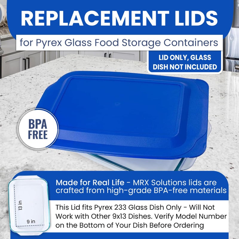 MRX Solutions Replacement Lid fits Pyrex 9x13 233 Glass Casserole Baking Dish Container with Tab Handles, for 3-Quart Model 233-PC (Blue) - Image 5