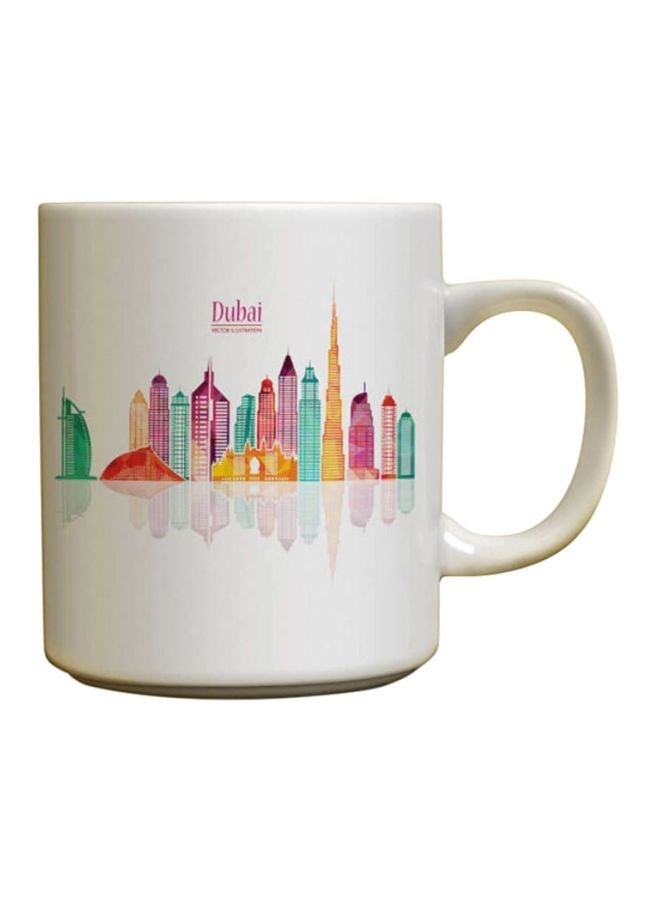 RYN Dubai Printed Ceramic Coffee Mug White/Pink/Yellow