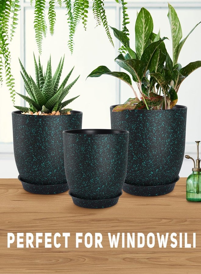 YNNICO Plant Pots 10/9/8/7.5/7 Inch Set of 5, Flower Pots with Multi Mesh Drainage Holes, Planters for Indoor Outdoor Garden Plants and Flowers(Green Speckles - Image 5