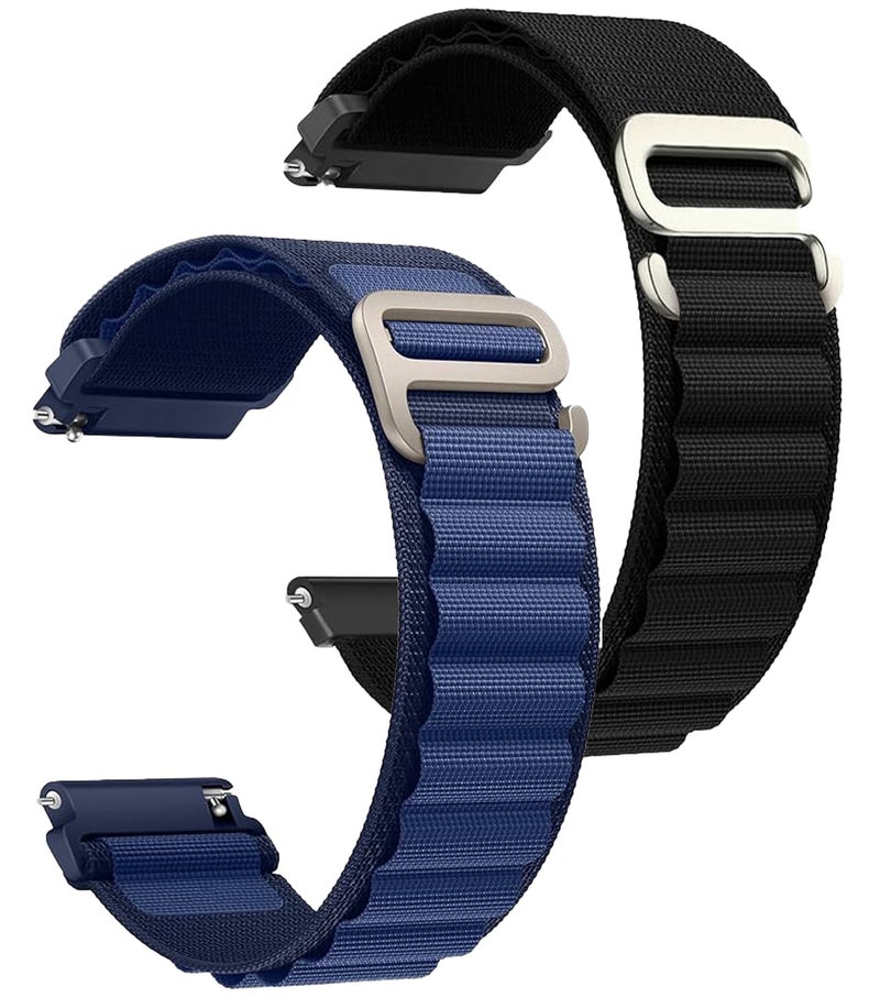 CERLINK 22mm Smart Watch Strap With Alpine Loop For Noise Colorfit Ultra/Oneplus 46mm/Samsung Galaxy Watch 3 45mm/Realme S/S Pro/ & With All 22mm Watches (Black,Navy) - Image 1