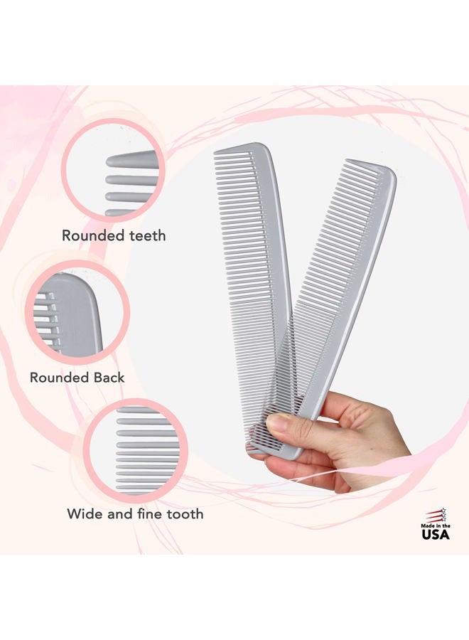 Styling Gear #303 Wide Tooth Comb Hair Detangling Comb Styling For Women, Men, Hair Stylists, Hair Comb, Wide Teeth Combs Fine Tooth Clipper Combs. 2 Piece (Gray) - Image 4